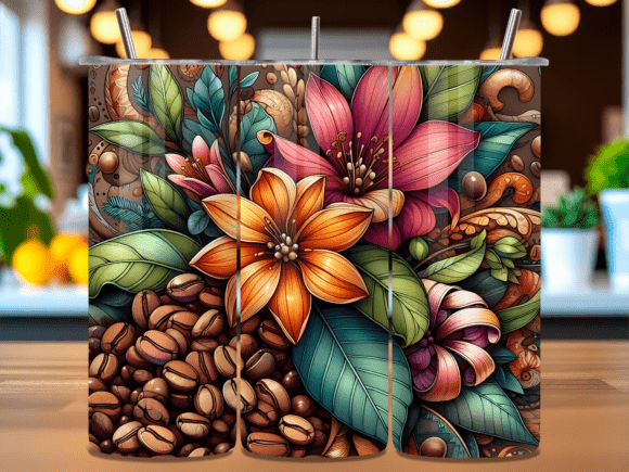 Abstract Coffee Bean Tumbler Wrap PNG: A Versatile Design for Creative Projects