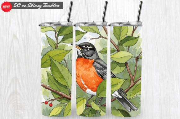 American Robin Birds Sketch Tumbler Wrap: A Versatile Design for Custom Drinkware
