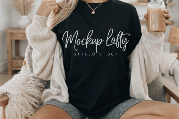 Bella Canvas 3001 Black Shirt Mockup