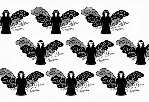 Black Raven Cloud Tattoo Design SVG