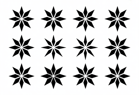 Black Starburst Ornaments Pattern SVG