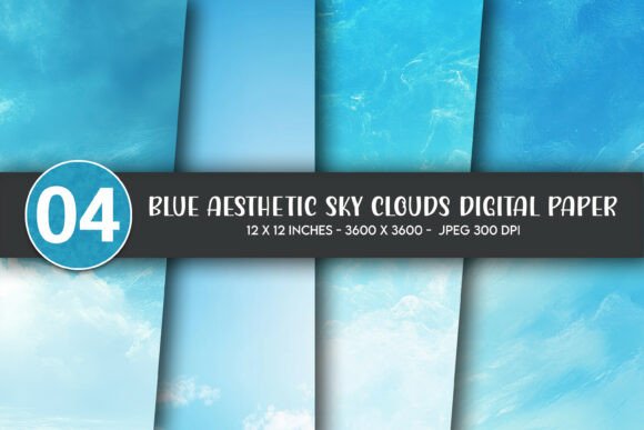 Blue Aesthetic Sky Clouds Digital Paper
