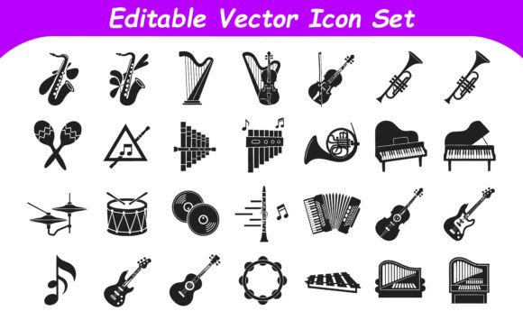 Boost Your Design with Musical Instruments Icons with Clarinet