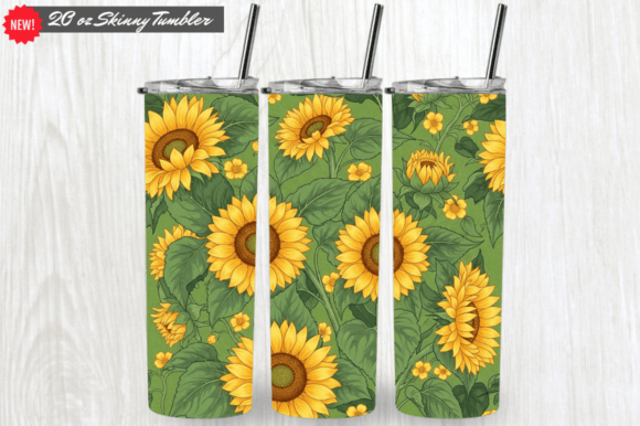 Bright Sunflower Floral Tumbler Wrap PNG