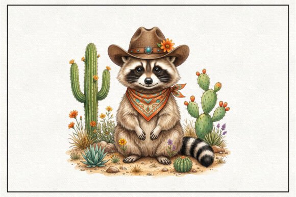 Cowboy Raccoon Western Desert Cactus PNG: A Versatile Design for Creative Projects