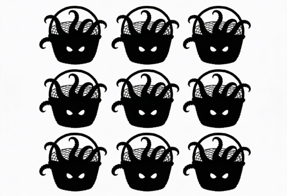 Creepy Kraken Treat Basket Silhouette