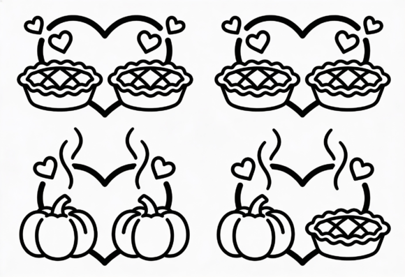 Cute Pie and Pumpkin Heart SVG Clipart