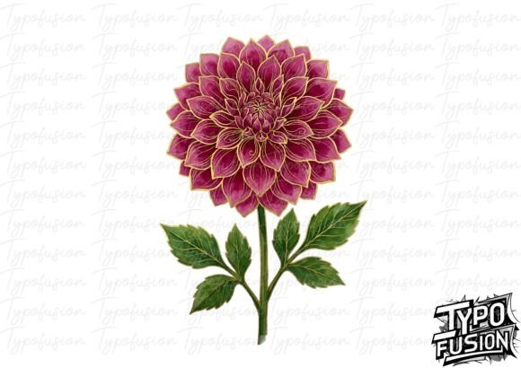 Dahlia Flower Watercolor and High-resolution PNG Clipart Files