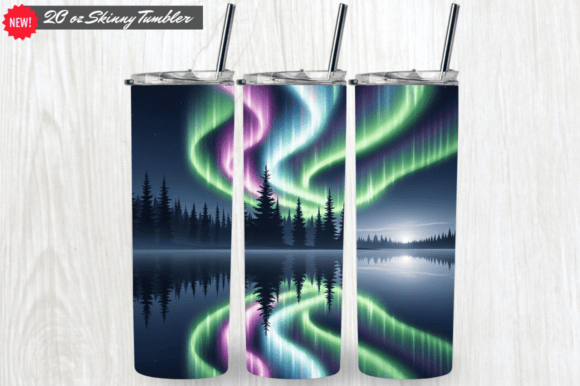 Elevate Your Sublimation Creations with Aurora 20 Oz Skinny Tumbler Wraps PNG