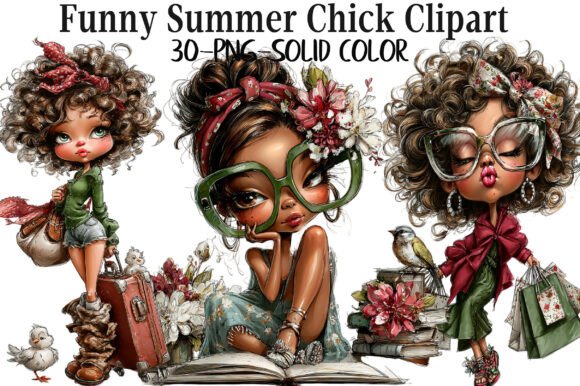 Funny Summer Chick Clipart for Creative Projects