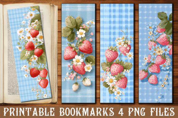 Gingham Strawberry Patch Bookmark