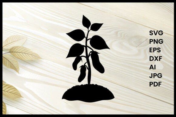 Green Bean Seedling Silhouette Vector Illustration: A Versatile Design for Creative Projects