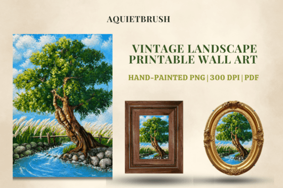 Hand-painted Gouache Landscape Wall Art