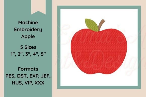 Machine Embroidery Apple Design