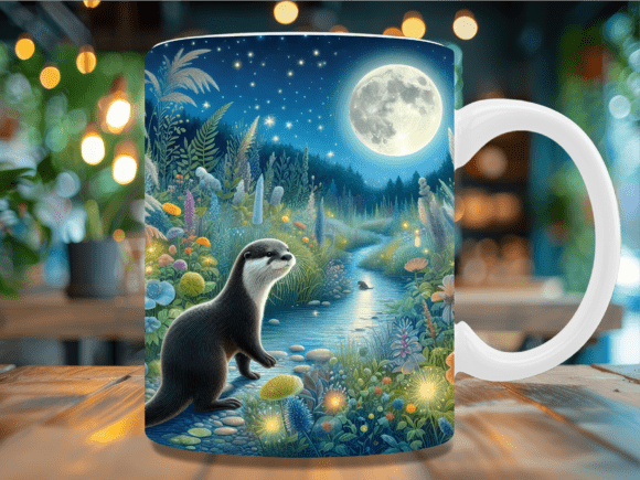 Magical Otter River Moon Mug Wrap: A Creative Solution for Custom Mugs