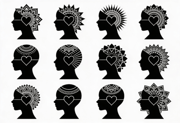 Mandala Woman Silhouette SVG Bundle