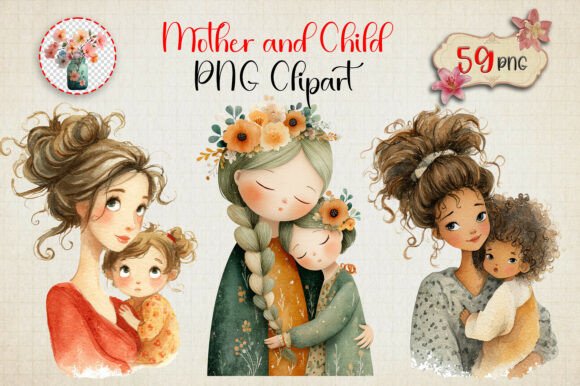 Mother and Child PNG Clipart: A Versatile Resource for Creative Projects