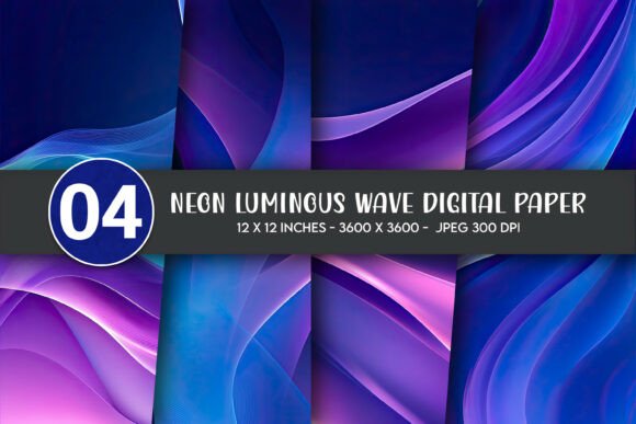 Neon Luminous Wave Digital Paper
