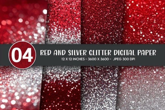 Red and Silver Glitter Digital Paper