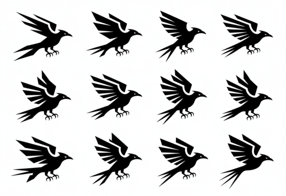Tribal Raven Flying Logo Vector Graphics