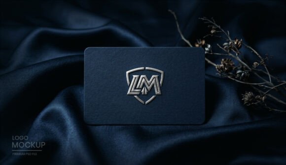 Unleash Your Design Potential with the Luxury Dark Blue Logo Mockup
