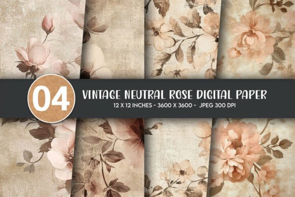 Vintage Neutral Rose Digital Paper