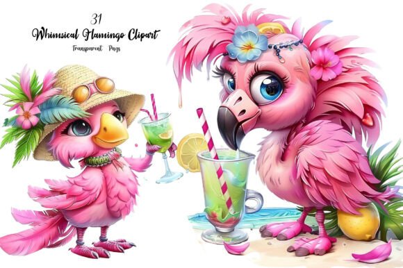 Whimsical Flamingo Clipart: A Creative Resource for Design Enthusiasts